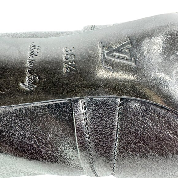 $2,130 LOUIS VUITTON Black Leather Riding Women's Boots Made in Italy 36.5-6.5 - Picture 13 of 13
